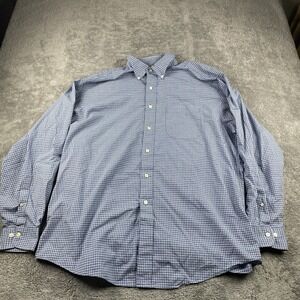 Brooks Brothers Button Down Shirt Mens Large Blue Check Cotton Long Sleeve